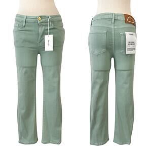 Frame Le Crop Mini Boot Mid-Rise Denim Jeans Pants in Aloe Light Green 26 NWT